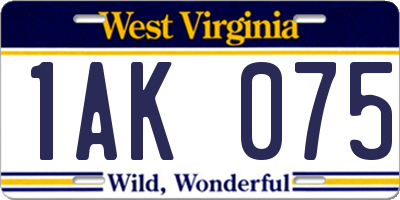 WV license plate 1AK075