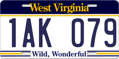 WV license plate 1AK079