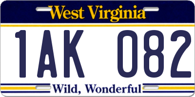 WV license plate 1AK082
