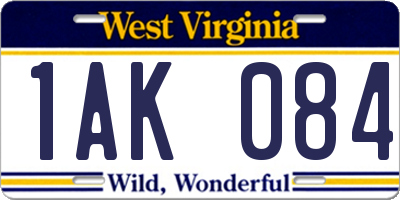 WV license plate 1AK084