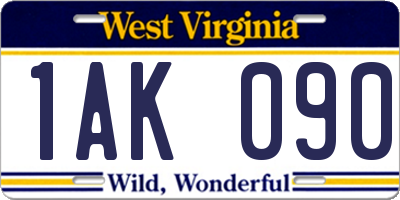 WV license plate 1AK090