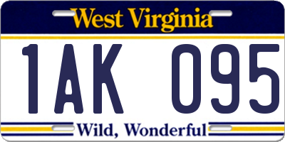 WV license plate 1AK095