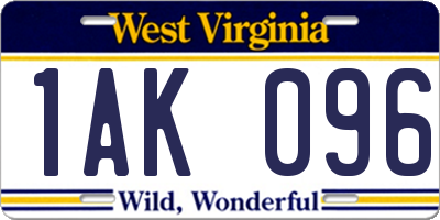 WV license plate 1AK096