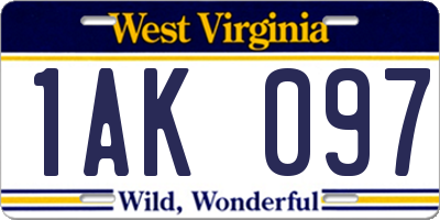 WV license plate 1AK097