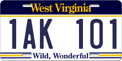 WV license plate 1AK101