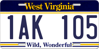 WV license plate 1AK105