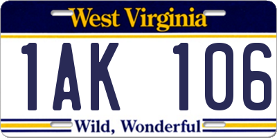 WV license plate 1AK106