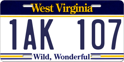 WV license plate 1AK107