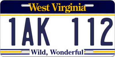 WV license plate 1AK112