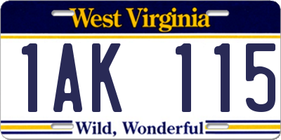 WV license plate 1AK115