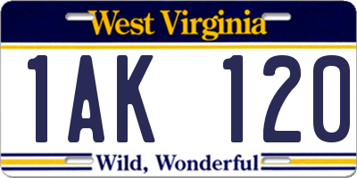WV license plate 1AK120