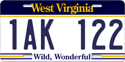 WV license plate 1AK122