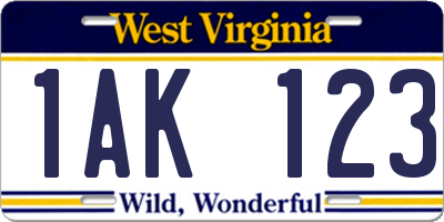 WV license plate 1AK123