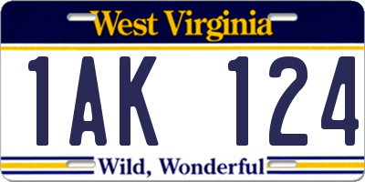WV license plate 1AK124