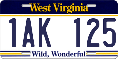 WV license plate 1AK125