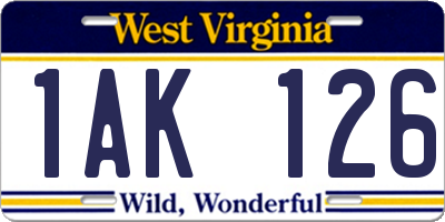 WV license plate 1AK126