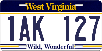 WV license plate 1AK127