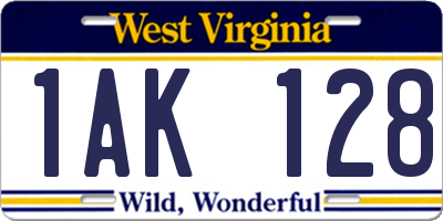 WV license plate 1AK128