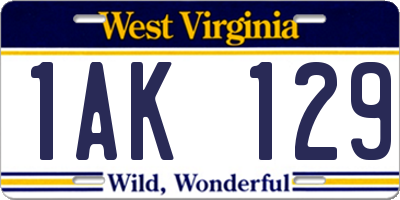 WV license plate 1AK129