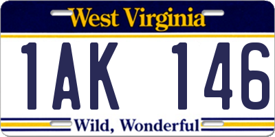 WV license plate 1AK146
