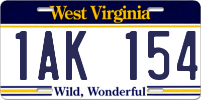 WV license plate 1AK154