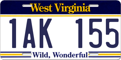WV license plate 1AK155