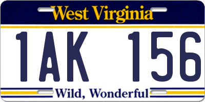 WV license plate 1AK156