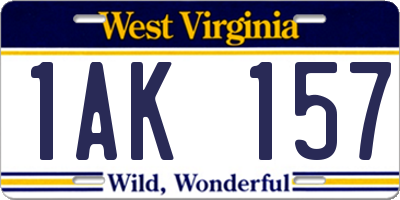 WV license plate 1AK157