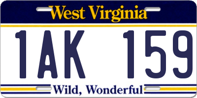 WV license plate 1AK159