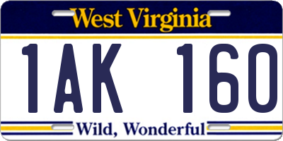 WV license plate 1AK160