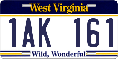 WV license plate 1AK161