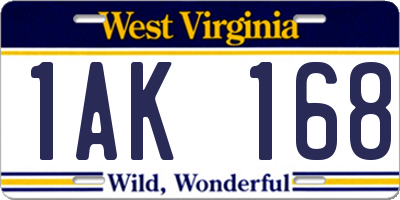 WV license plate 1AK168