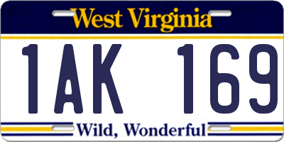 WV license plate 1AK169