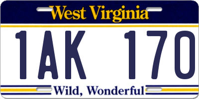 WV license plate 1AK170