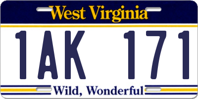 WV license plate 1AK171