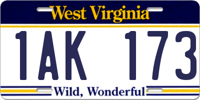 WV license plate 1AK173