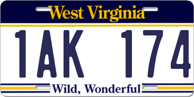 WV license plate 1AK174