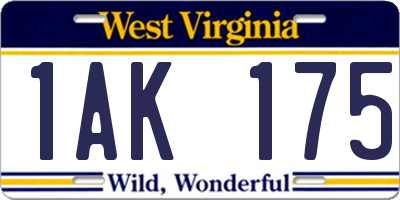 WV license plate 1AK175