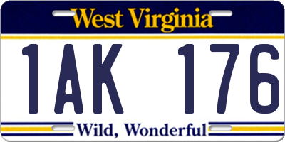 WV license plate 1AK176