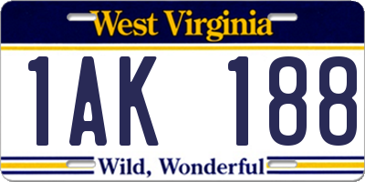 WV license plate 1AK188