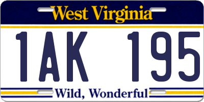 WV license plate 1AK195