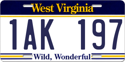 WV license plate 1AK197