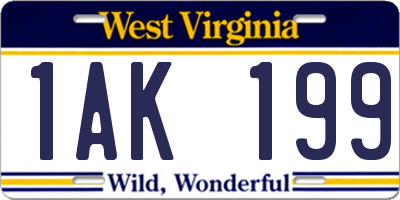 WV license plate 1AK199