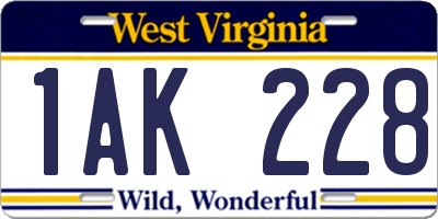 WV license plate 1AK228