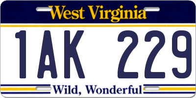 WV license plate 1AK229