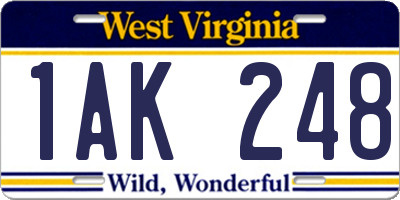 WV license plate 1AK248
