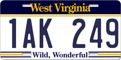 WV license plate 1AK249