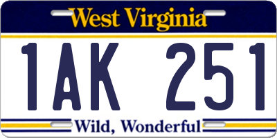 WV license plate 1AK251