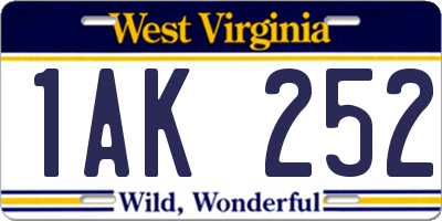 WV license plate 1AK252
