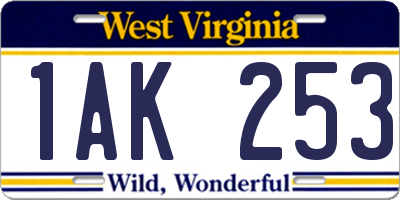 WV license plate 1AK253